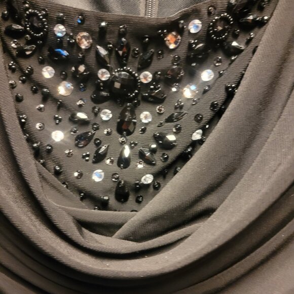 Jessica Howard Black Embellished Ruched Evening Dress Plus 24W EUC Lined 3X - Picture 3 of 14